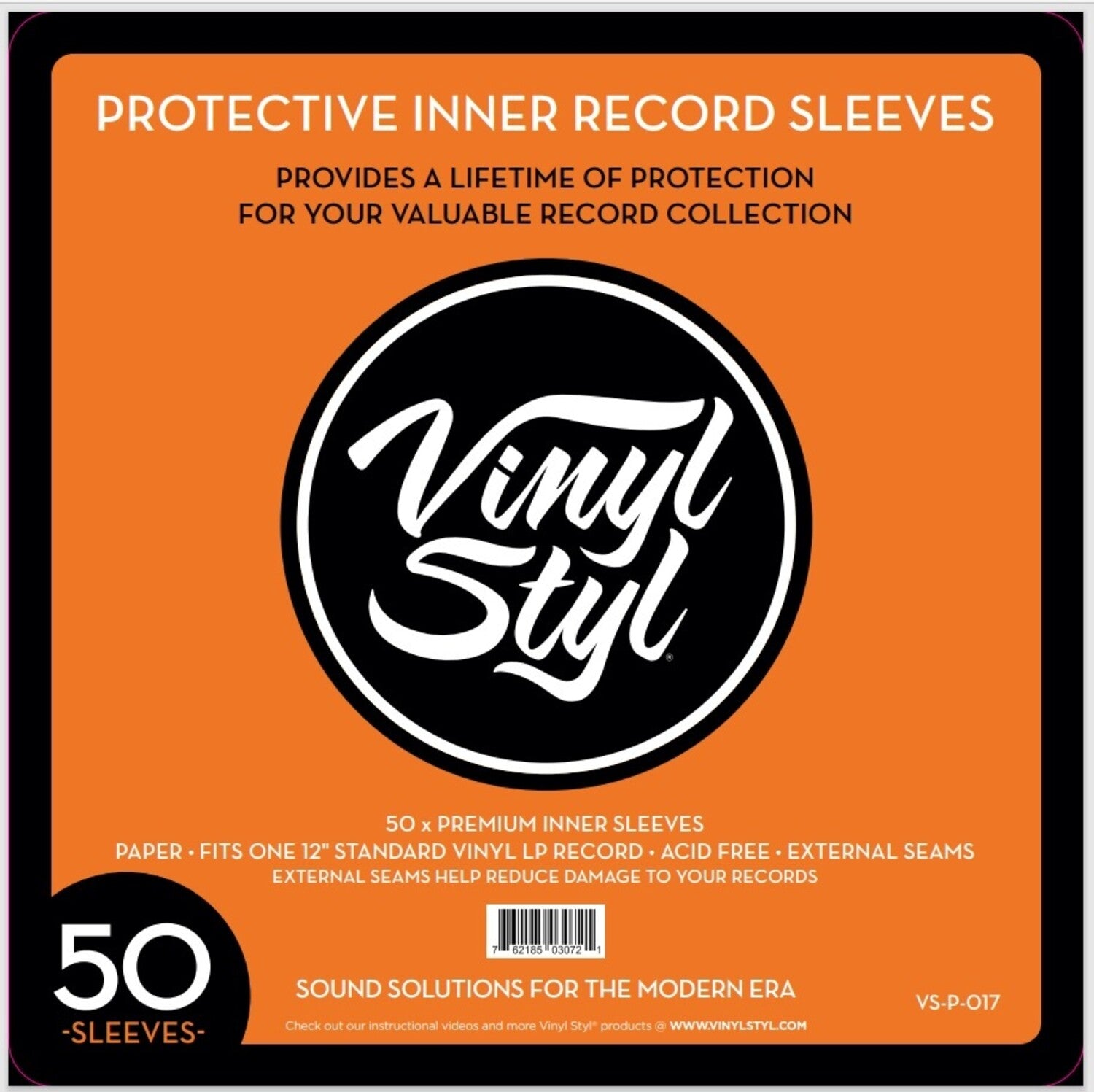 Vinyl Styl® VS-P-017 12 Inch Inner Record Sleeves - Square Corner - 50 Count