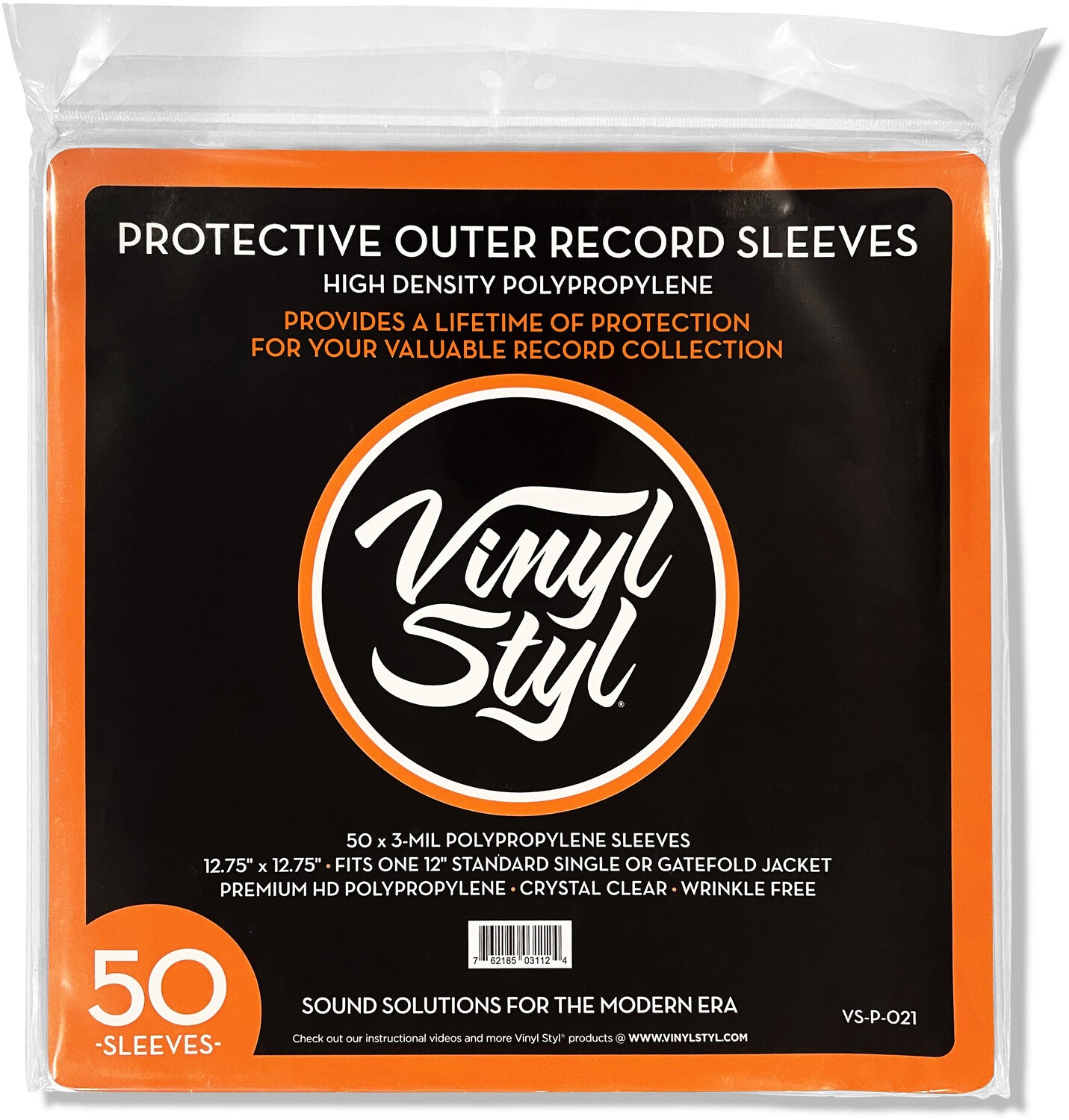 Vinyl Styl® VS-P-021 12 Inch Outer Record Sleeves - Easy Open - 50 Count