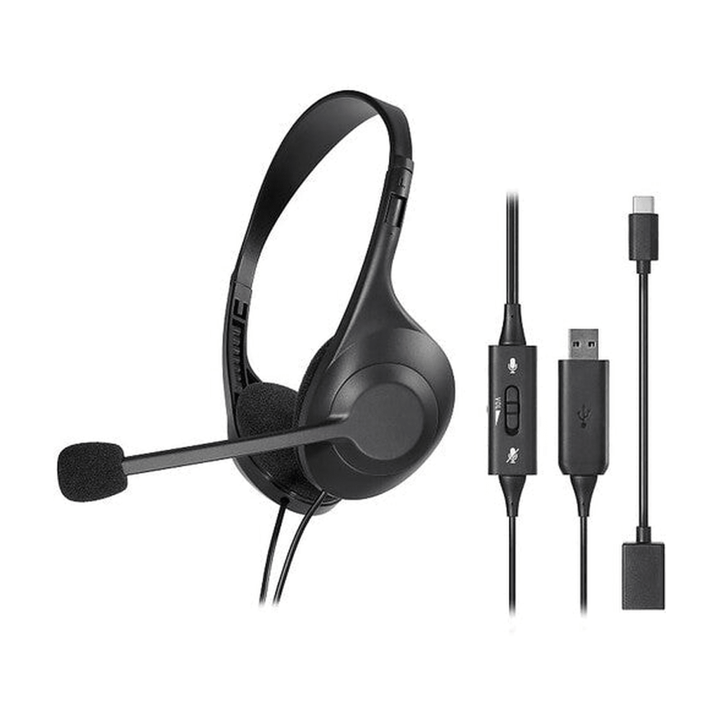 Audio - Technica ATH - 102USB Dual - Ear USB Headset - Black - LEVITATION