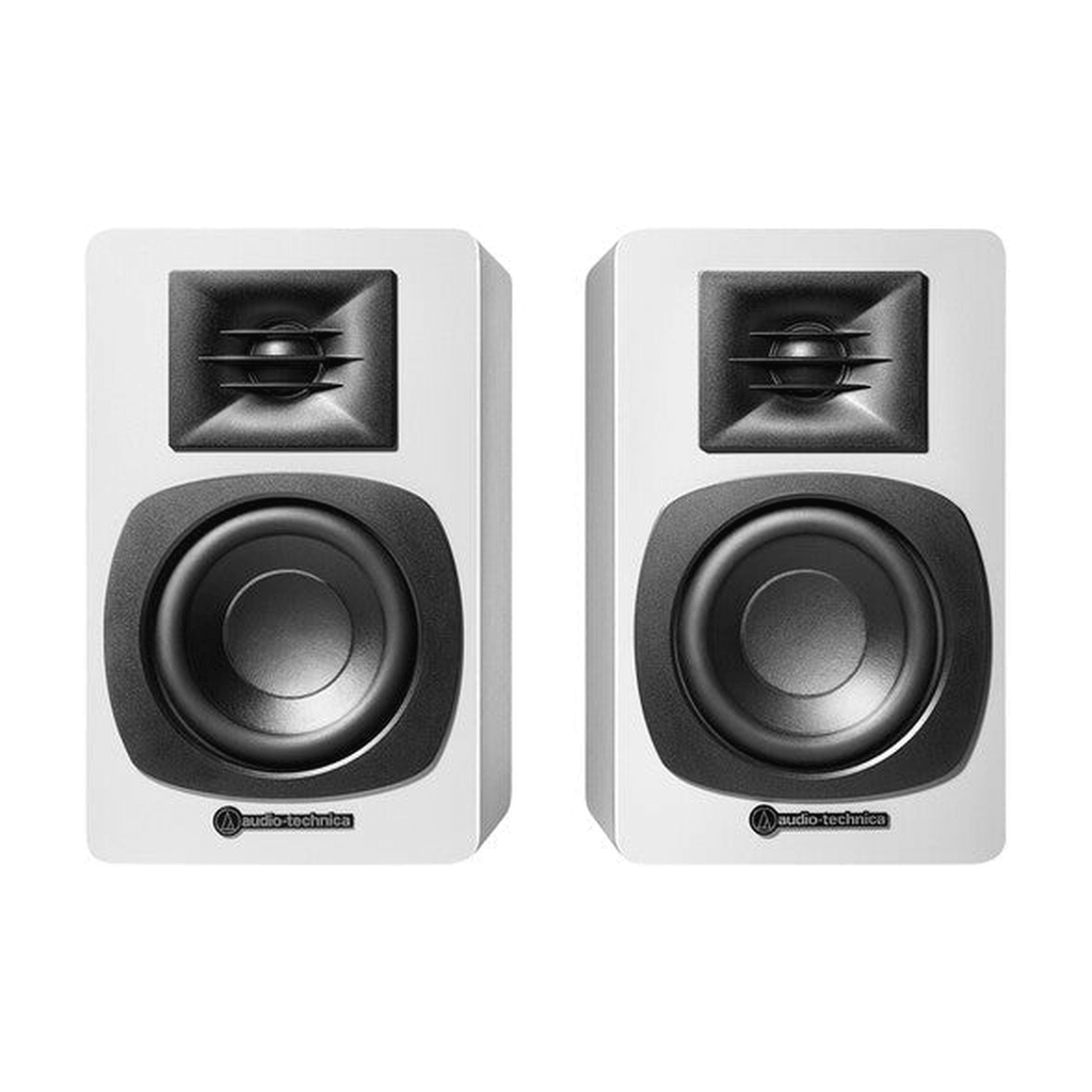 Audio - Technica ATSP3XWH Bookshelf Speakers w/ Bluetooth - White - LEVITATION