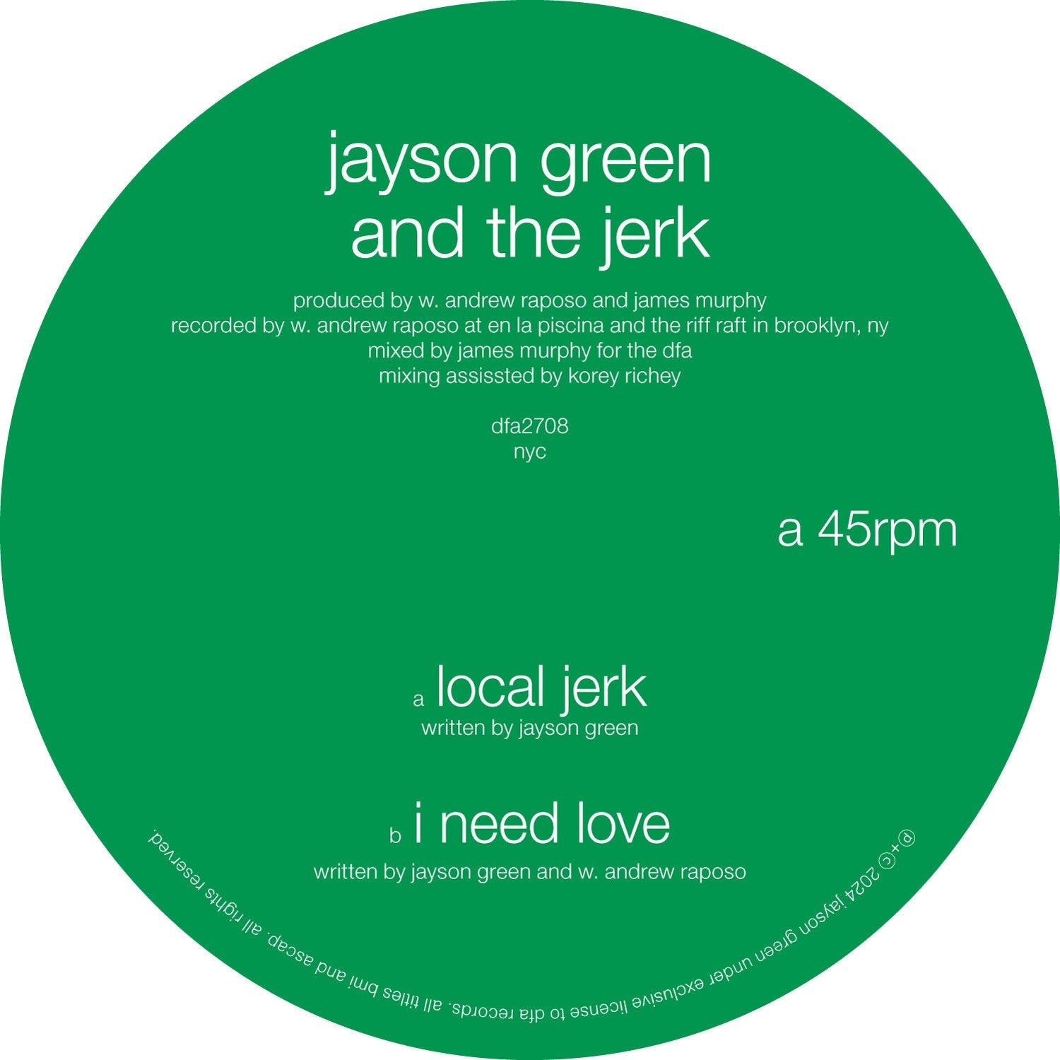 Jayson Green & The Jerk - Local Jerk / I Need Love - LEVITATION