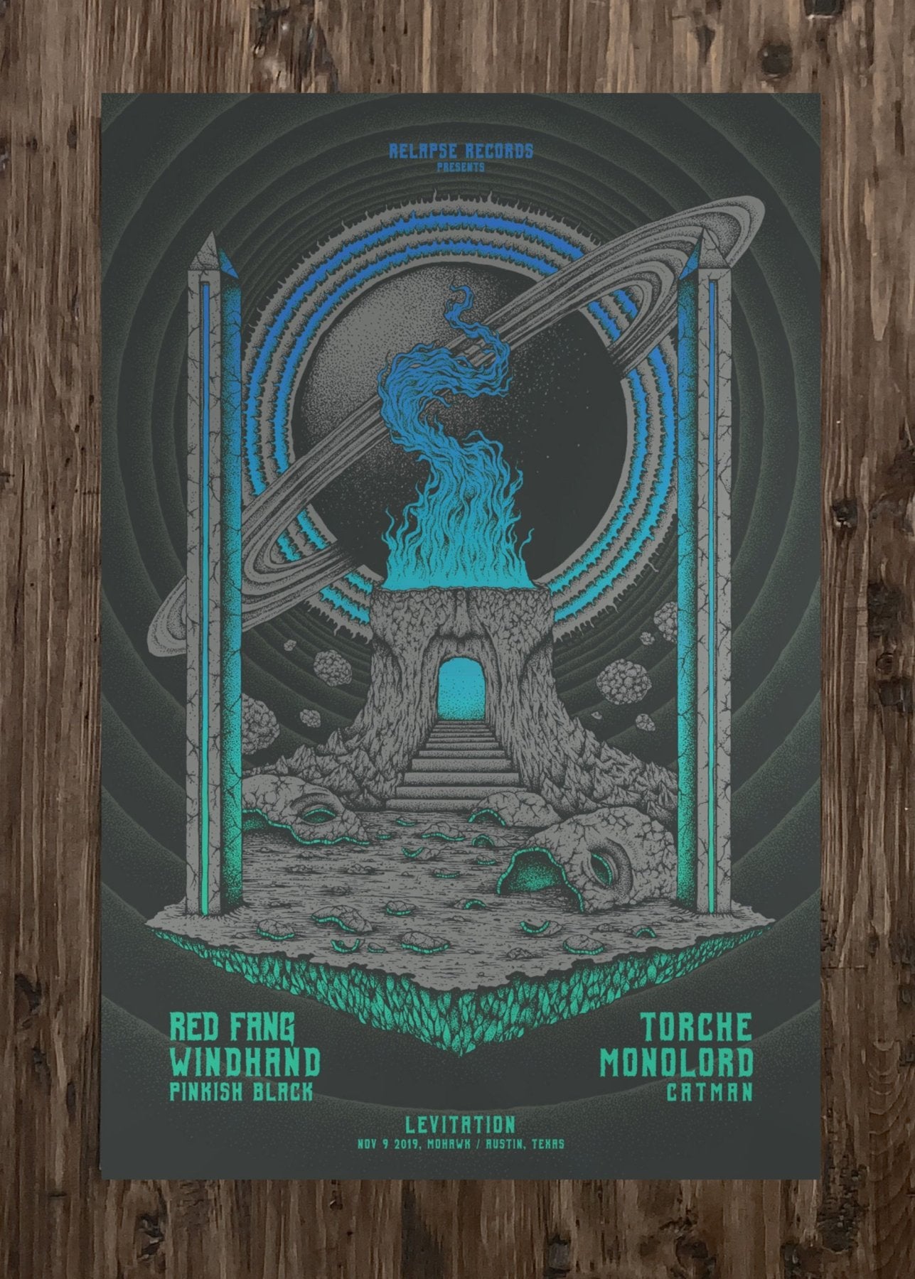 Red Fang + Windhand Blue Poster by Kuba Sokolski - ARCHIVE - LEVITATION