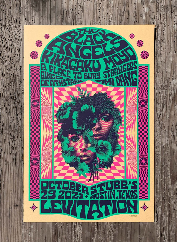 The Black Angels + Kikagaku Moyo Poster by Fez Moreno - LEVITATION