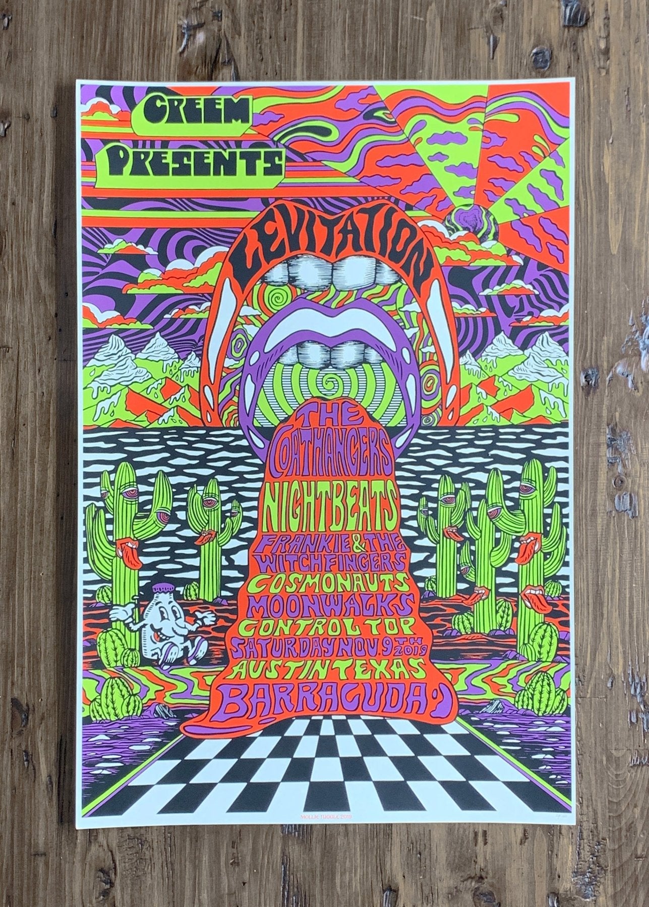 The Coathangers, Night Beats, Frankie & The Witch Fingers Poster by Mollie Tuggle - ARCHIVE - LEVITATION